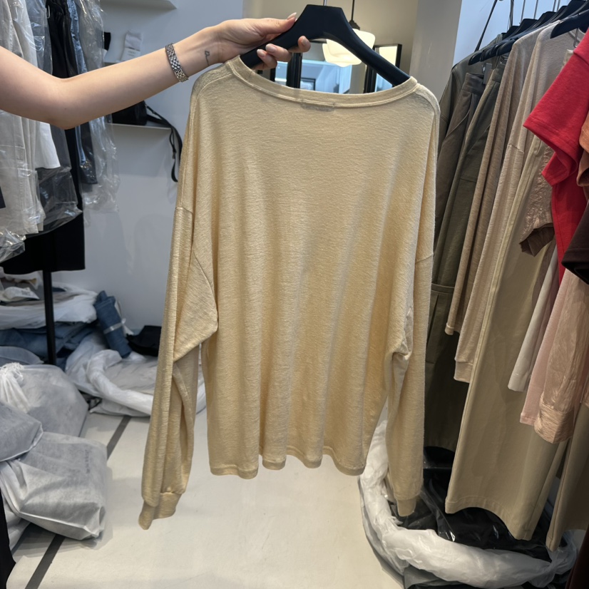 OSOO韓國東大門代購女裝新品熱賣休閑推薦26春夏長袖T恤亞麻OSOO長袖T恤