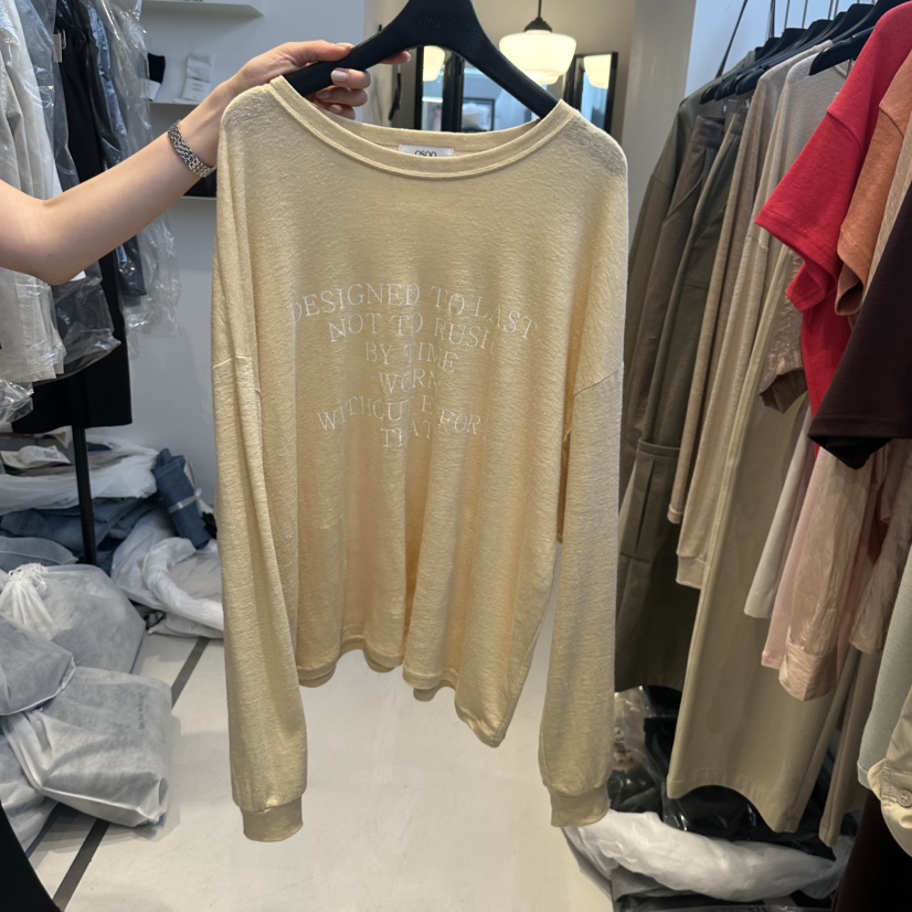 OSOO韓國東大門代購女裝新品熱賣休閑推薦26春夏長袖T恤亞麻OSOO長袖T恤圖色1