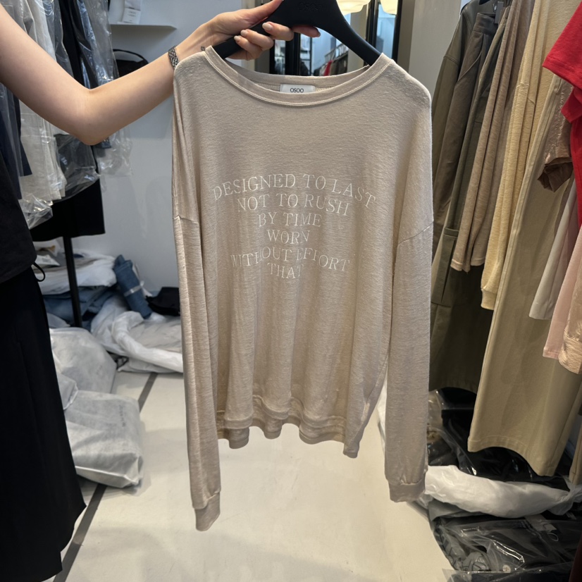OSOO韓國東大門代購女裝新品熱賣休閑推薦26春夏長袖T恤亞麻OSOO長袖T恤圖色2