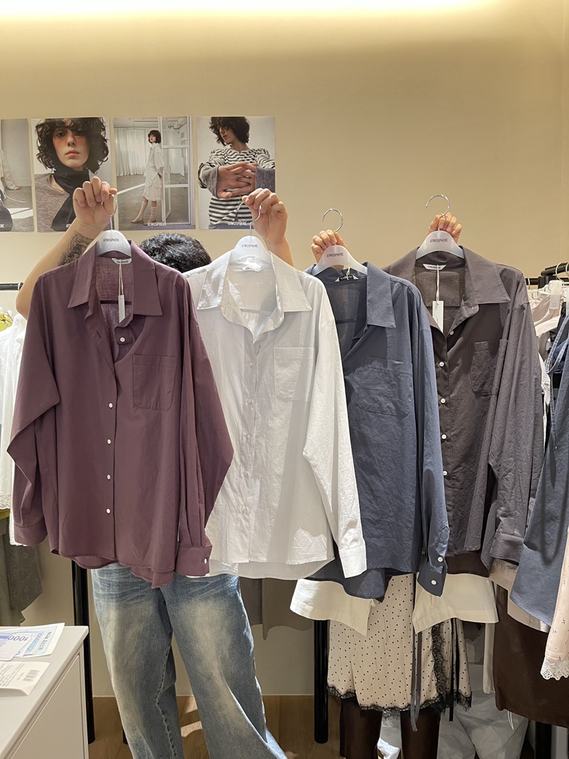 ATMOSPHERE韓國直郵女裝新款職業推薦時尚人氣襯衫蕾絲衫棉ATMOSPHERE/BLING襯衫/蕾絲衫圖色3左三色