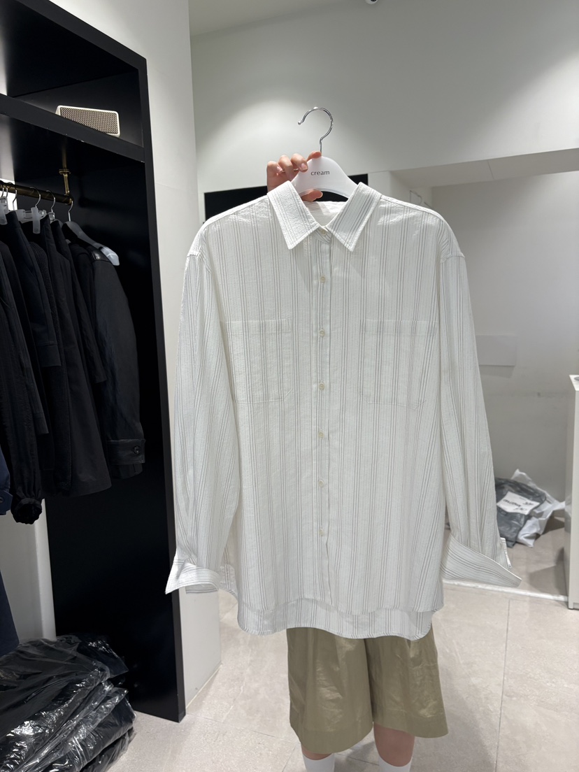 CREAM-P韓國直郵女士新品熱賣職業休閑推薦襯衫蕾絲衫條紋CREAM-P襯衫/蕾絲衫圖色1