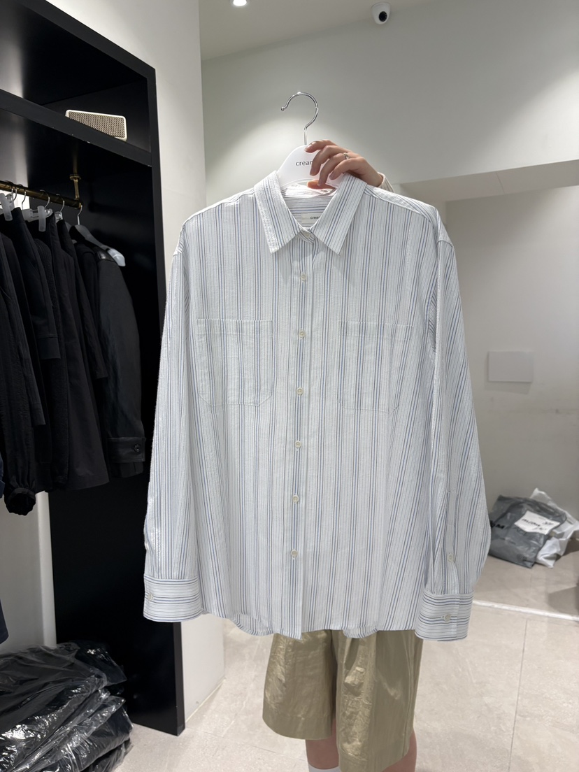 CREAM-P韓國直郵女士新品熱賣職業休閑推薦襯衫蕾絲衫條紋CREAM-P襯衫/蕾絲衫圖色2
