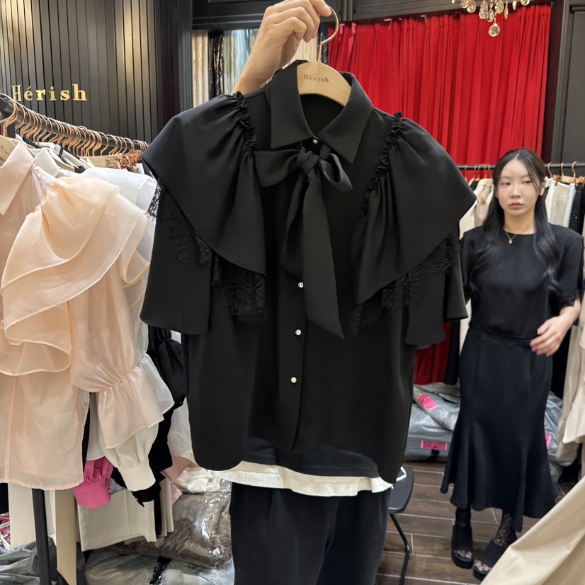 HERISH-HAUTE韓國代購女裝新款職業人氣襯衫蕾絲衫含圍巾HERISH-HAUTE襯衫/蕾絲衫圖色2