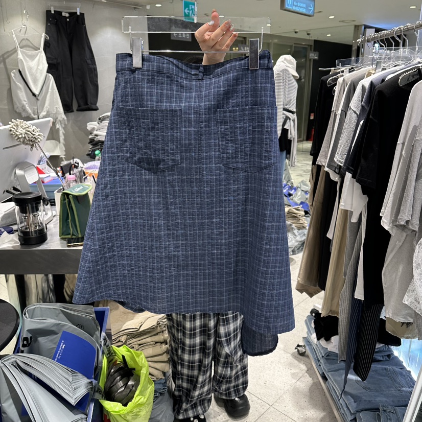 HERTZ-P韓國東大門直郵女士新款職業半身裙中短裙不對稱格子HERTZ-P半身裙/中短裙