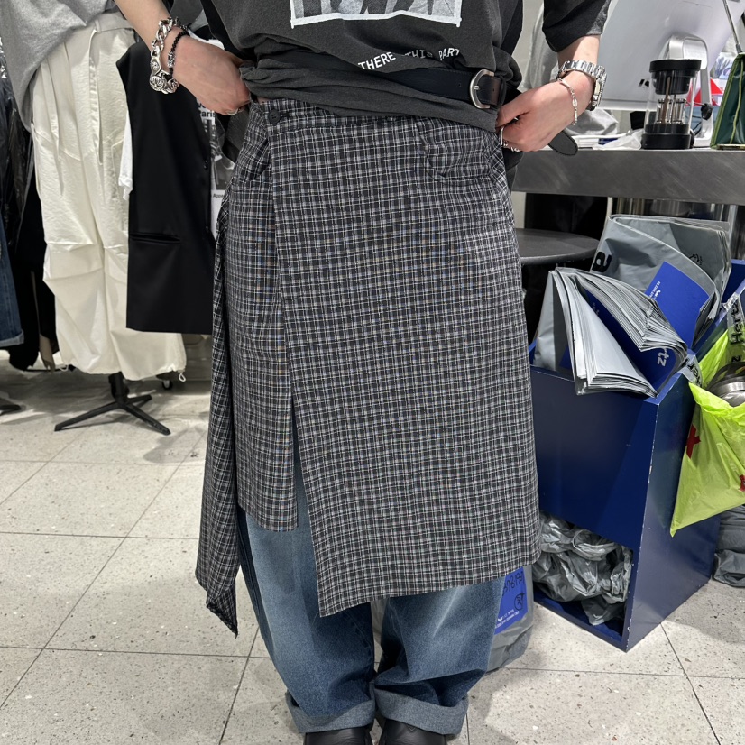 HERTZ-P韓國東大門直郵女士新款職業半身裙中短裙不對稱格子HERTZ-P半身裙/中短裙圖色2