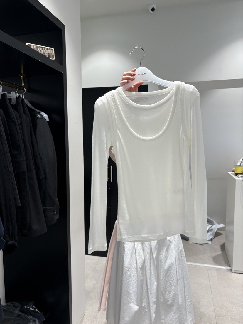 CREAM-P韓國東大門代購女士新款休閑熱賣職業長袖T恤假兩件CREAM-P長袖T恤圖色1