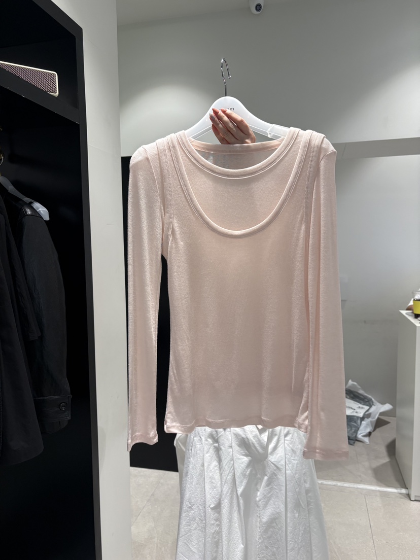 CREAM-P韓國東大門代購女士新款休閑熱賣職業長袖T恤假兩件CREAM-P長袖T恤圖色2