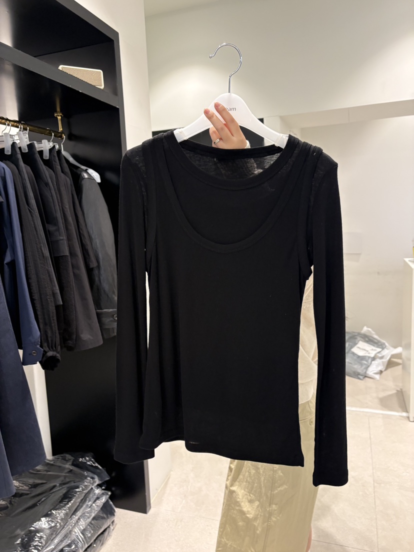 CREAM-P韓國東大門代購女士新款休閑熱賣職業長袖T恤假兩件CREAM-P長袖T恤圖色4