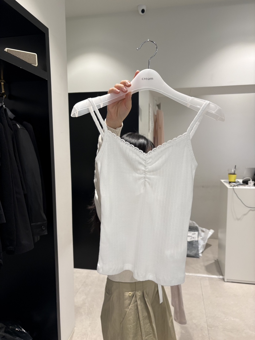 CREAM-P韓國代購女士新款推薦26春夏時尚休閑吊帶背心蕾絲CREAM-P吊帶/背心圖色1