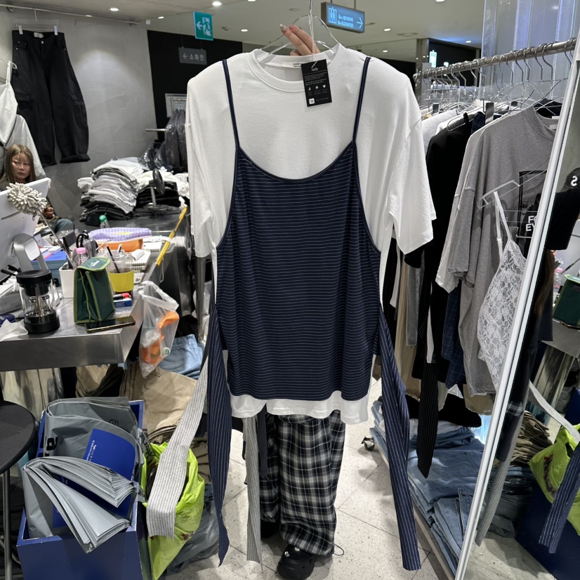 HERTZ-P韓國直郵實拍女裝新品職業推薦時尚26春夏T恤假兩件HERTZ-PT恤圖色1