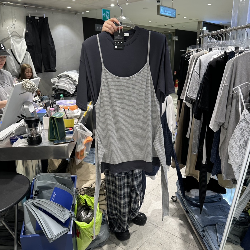 HERTZ-P韓國直郵實拍女裝新品職業推薦時尚26春夏T恤假兩件HERTZ-PT恤圖色2