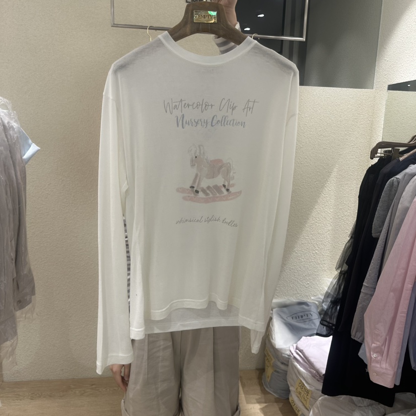 EMPTY韓國東大門代購女士新品26春夏熱賣推薦休閑長袖T恤EMPTY長袖T恤圖色2粉色