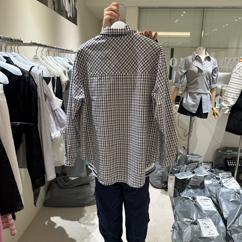 MOREMORE韓國代購女士新品休閑職業推薦26春夏襯衫蕾絲衫格子more more襯衫/蕾絲衫
