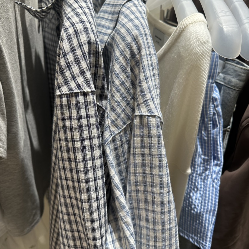 MOREMORE韓國代購女士新品休閑職業推薦26春夏襯衫蕾絲衫格子more more襯衫/蕾絲衫