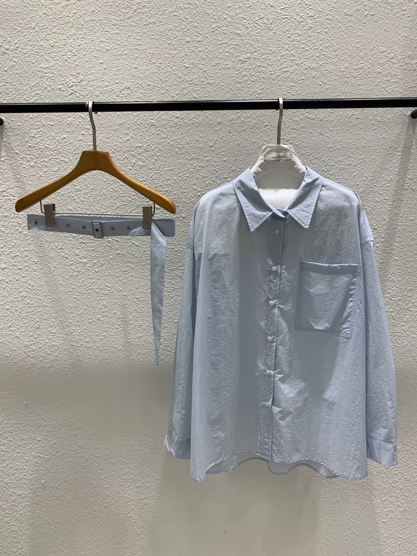 LUCY SALON韓國代購女士新款人氣推薦襯衫蕾絲衫含腰帶鏤空LUCY SALON襯衫/蕾絲衫圖色2