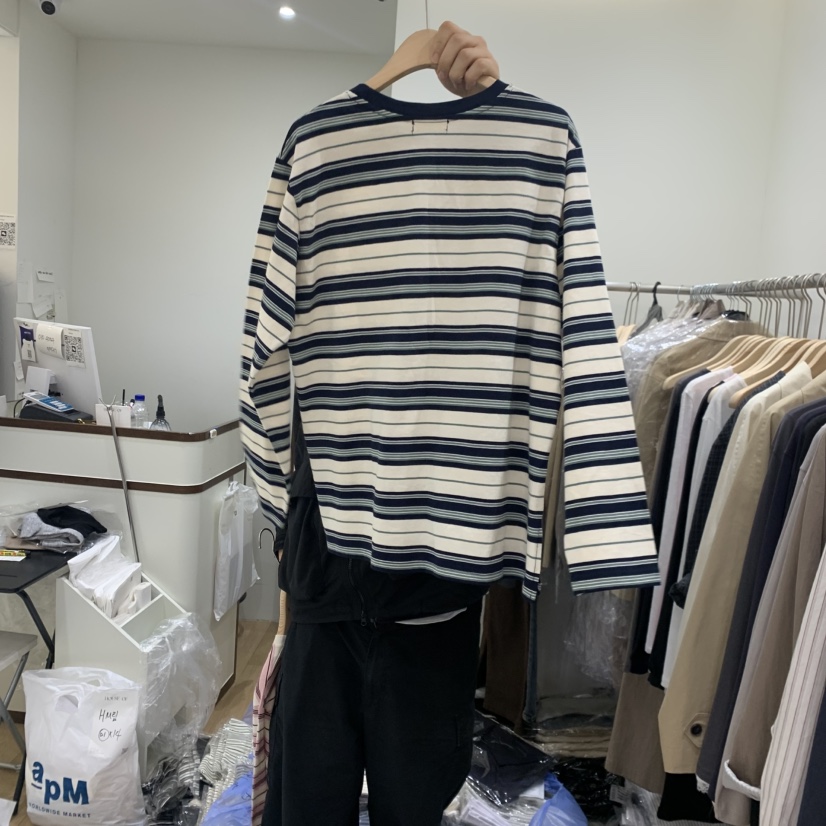 HOUSE OF/DE MERRY韓國直郵實拍女裝新款推薦長袖T恤條紋HOUSE OF/DE MERRY長袖T恤