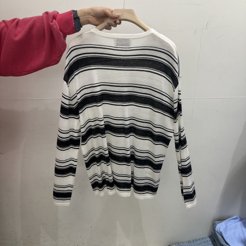 REPELLER韓國代購女士新品休閑推薦熱賣針織衫亞麻寬松條紋REPELLER針織衫