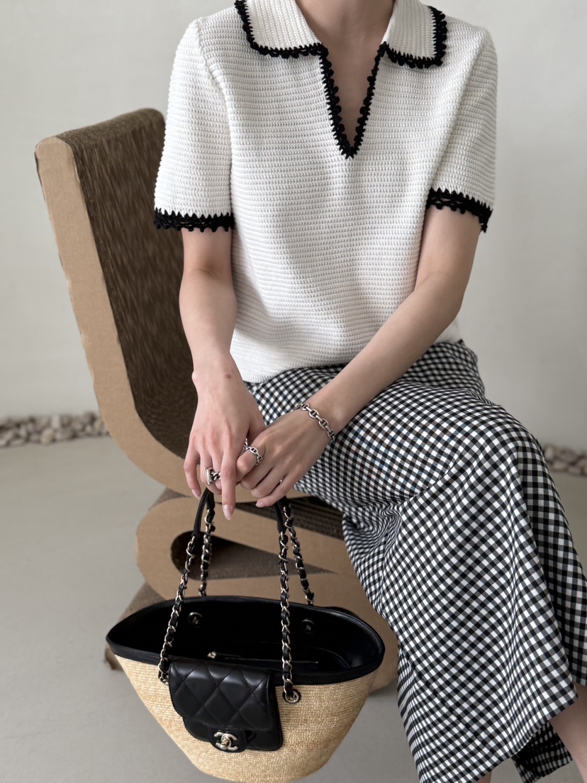 DEMAR韓國東大門代購女裝新品26春夏人氣推薦熱賣針織衫蕾絲DEMAR針織衫圖色1