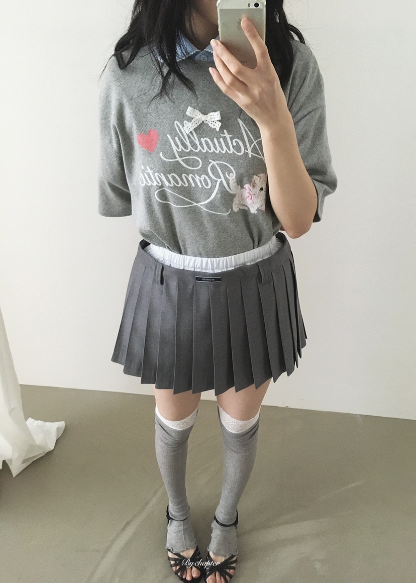 BY CHAPTER韓國東大門直郵女裝新款人氣休閑熱賣短裙褶裥BY Chapter短裙