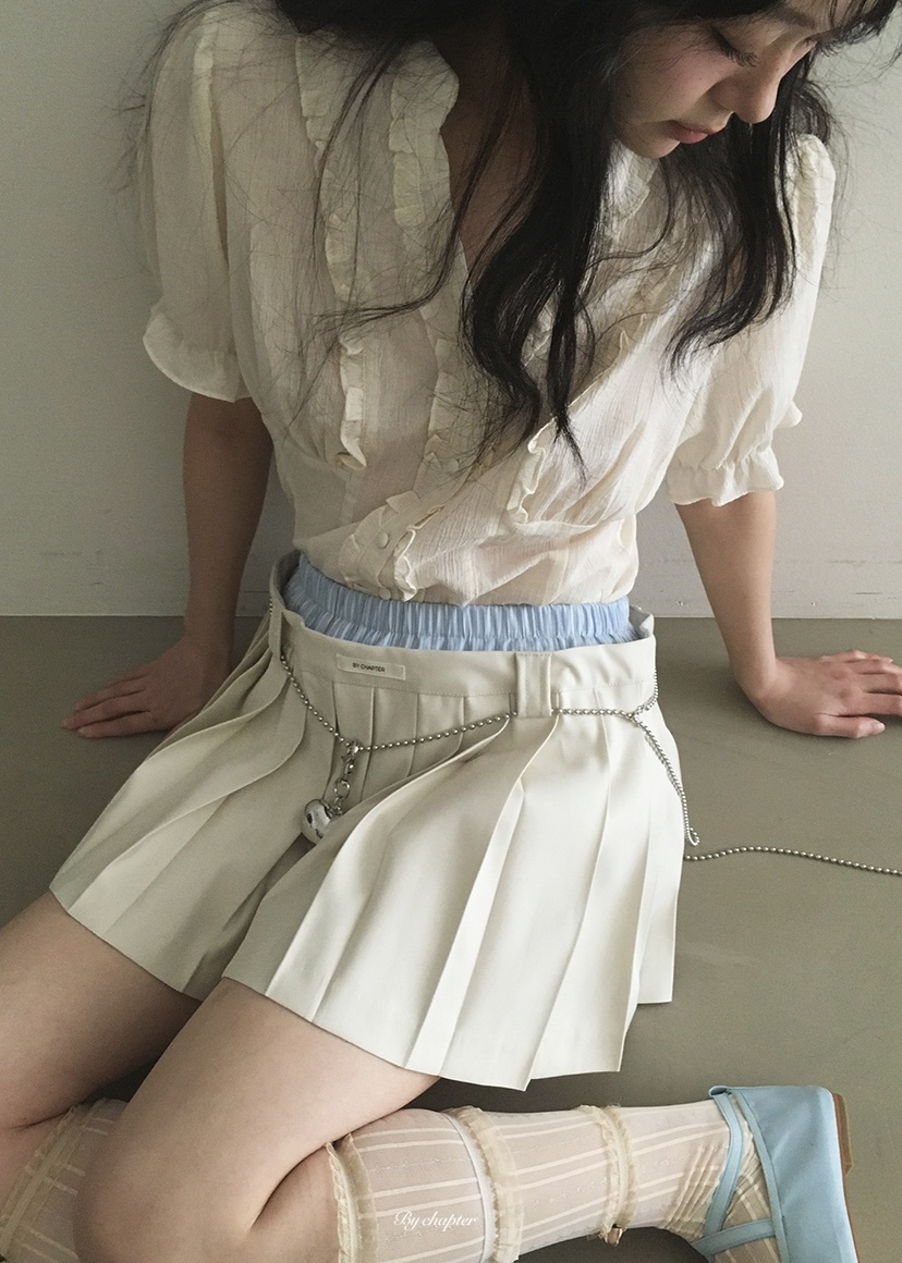 BY CHAPTER韓國東大門直郵女裝新款人氣休閑熱賣短裙褶裥BY Chapter短裙圖色1