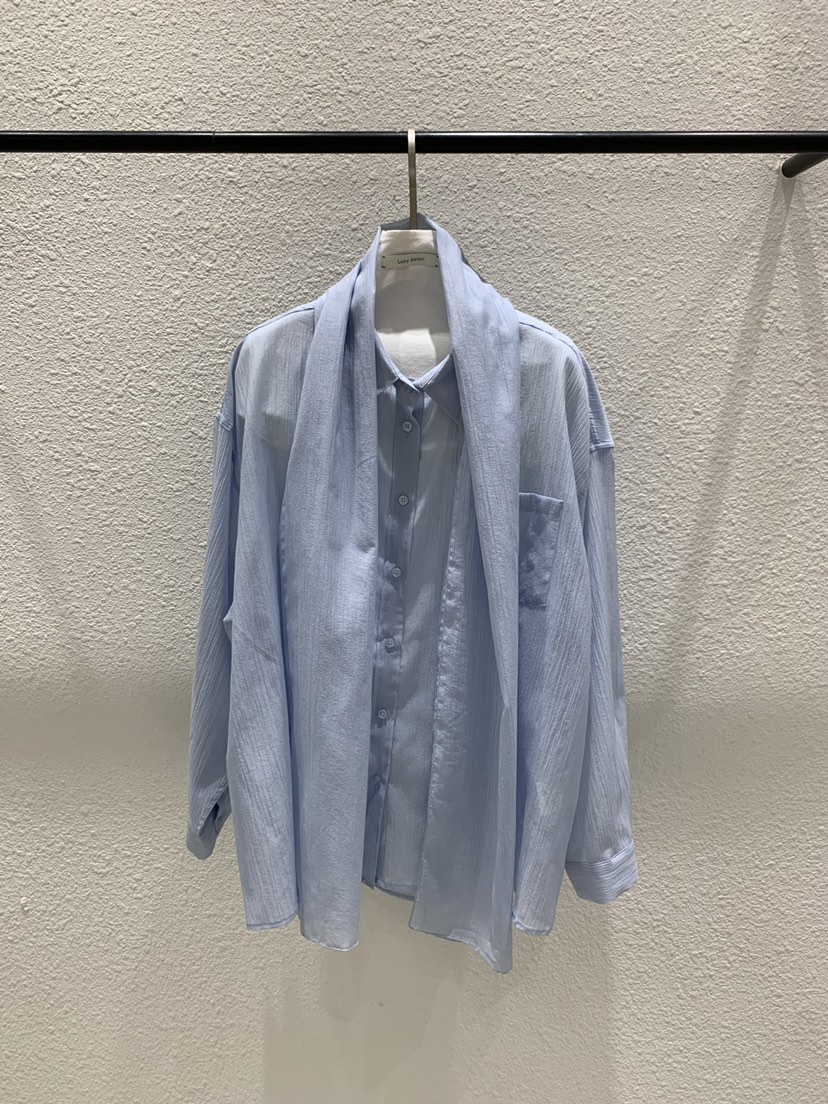 LUCY SALON韓國直郵女裝新品休閑熱賣人氣襯衫蕾絲衫含圍巾LUCY SALON襯衫/蕾絲衫圖色3