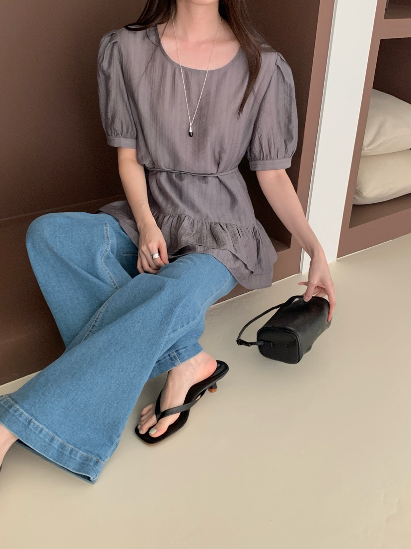 BIEN GARDER韓國直郵實拍女士新品時尚襯衫蕾絲衫含腰繩BIEN GARDER襯衫/蕾絲衫