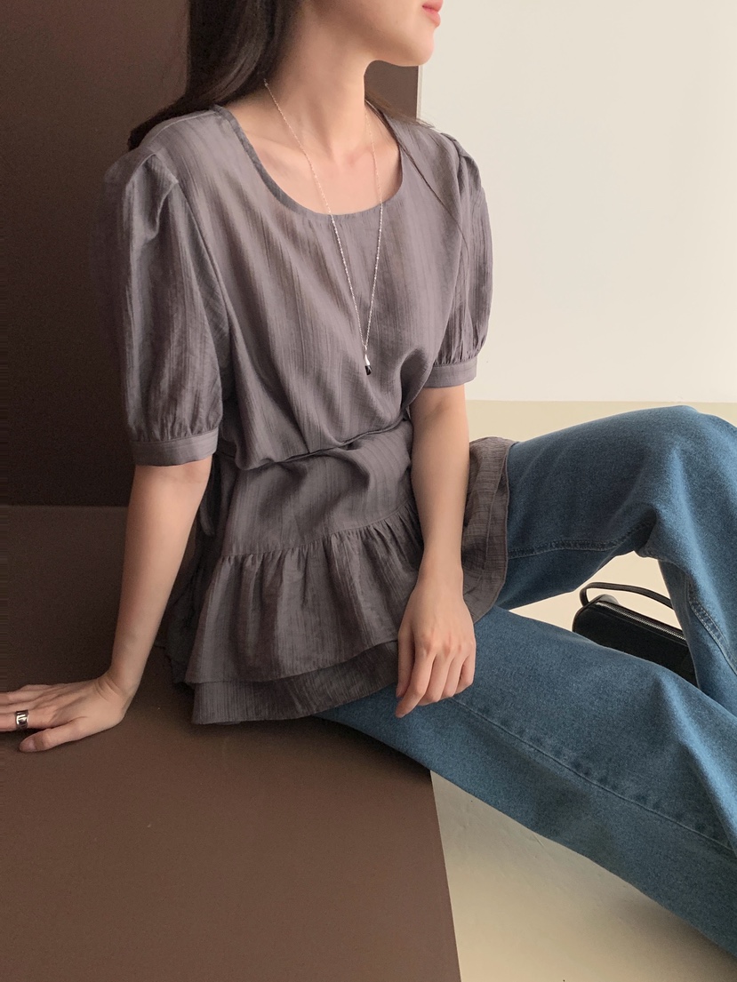 BIEN GARDER韓國直郵實拍女士新品時尚襯衫蕾絲衫含腰繩BIEN GARDER襯衫/蕾絲衫