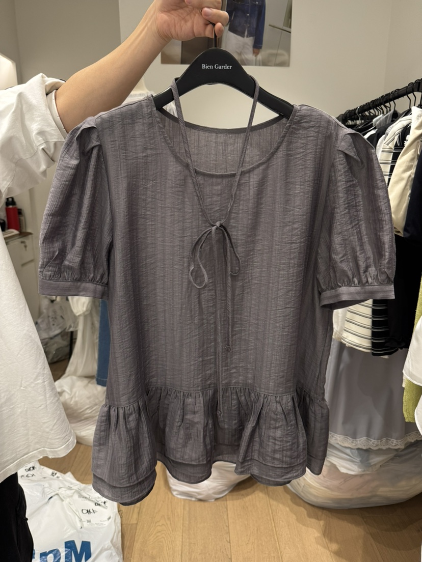 BIEN GARDER韓國直郵實拍女士新品時尚襯衫蕾絲衫含腰繩BIEN GARDER襯衫/蕾絲衫圖色2