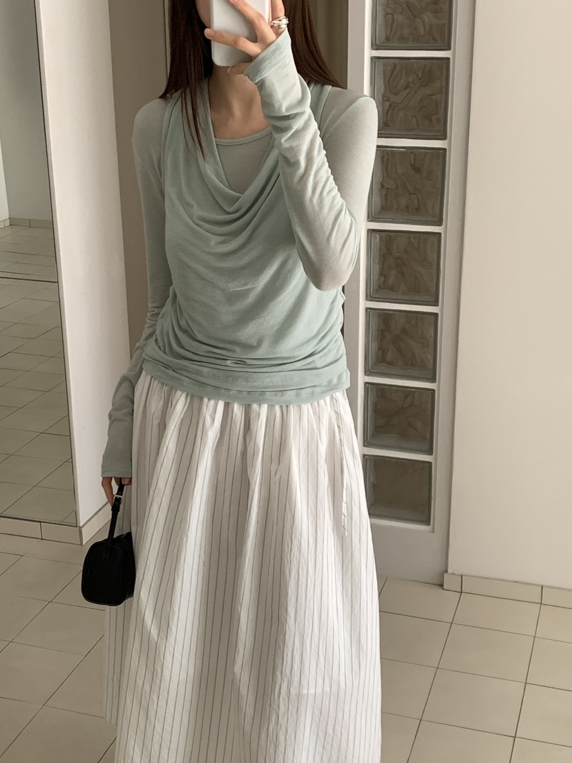 BIEN GARDER韓國東大門代購女士新品人氣時尚長袖T恤假兩件BIEN GARDER長袖T恤