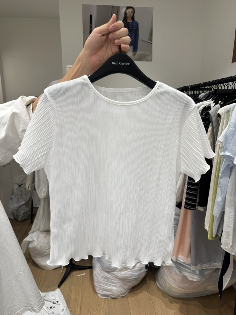 BIEN GARDER韓國直郵實拍女士新品推薦熱賣休閑人氣T恤褶裥BIEN GARDERT恤圖色1