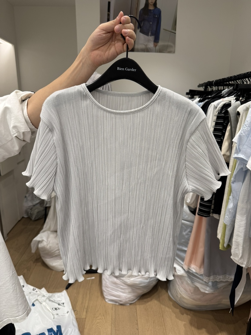 BIEN GARDER韓國直郵實拍女士新品推薦熱賣休閑人氣T恤褶裥BIEN GARDERT恤圖色2
