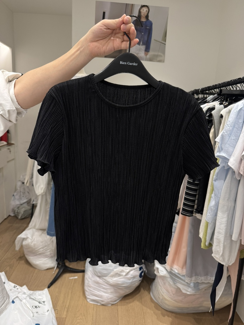 BIEN GARDER韓國直郵實拍女士新品推薦熱賣休閑人氣T恤褶裥BIEN GARDERT恤圖色4