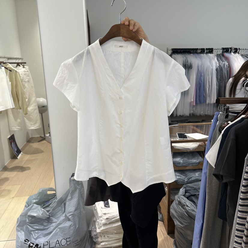 AGO韓國東大門代購女裝新品推薦時尚人氣熱賣26春夏襯衫蕾絲衫AGO襯衫/蕾絲衫圖色1