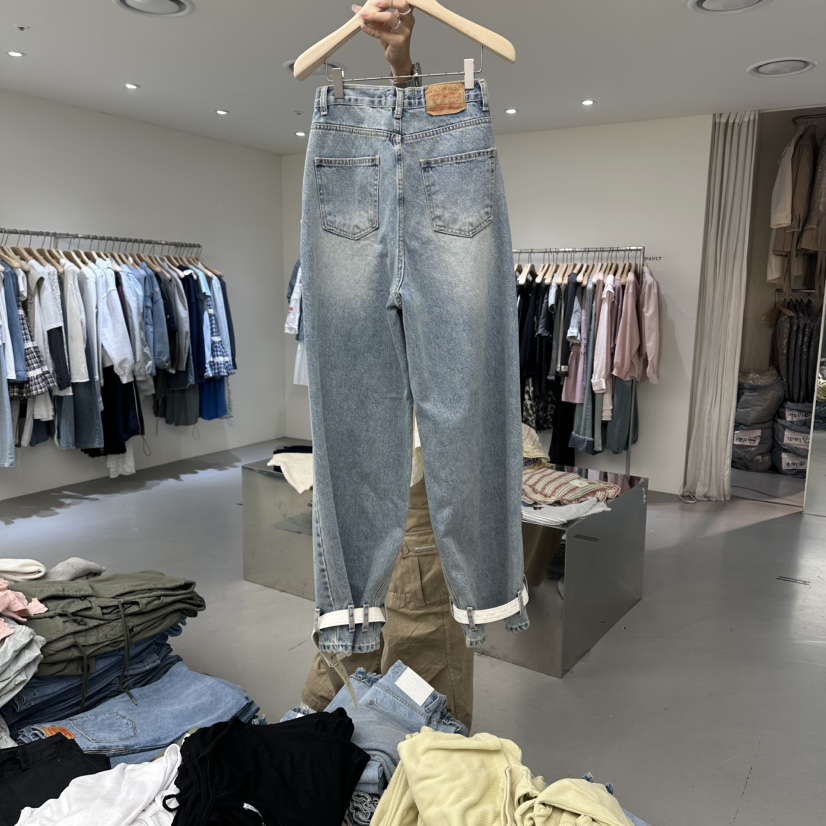 VAULT韓國直郵女士新品休閑熱賣人氣時尚職業推薦牛仔褲蕾絲VAULT牛仔褲