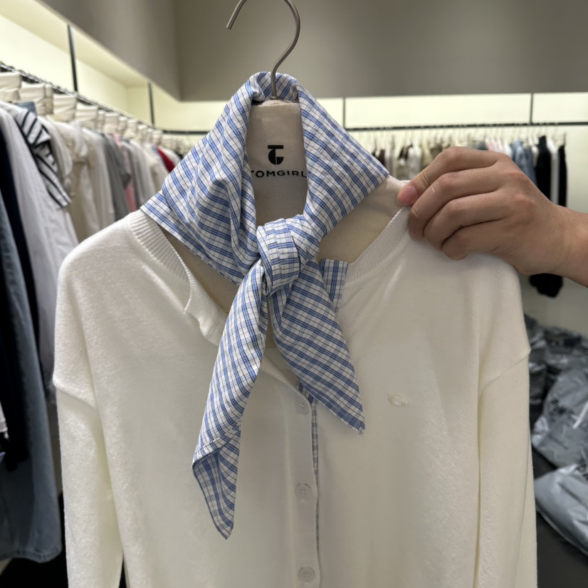 TOMGIRL韓國代購女士新款時尚推薦熱賣26春夏圍巾披肩格子圍巾TOMGIRL圍巾/披肩圖色1