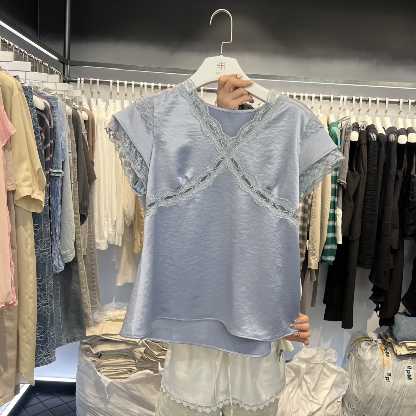 OUS/INCH-L韓國代購女士新款熱賣推薦人氣襯衫蕾絲衫緞面OUS/INCH襯衫/蕾絲衫圖色3