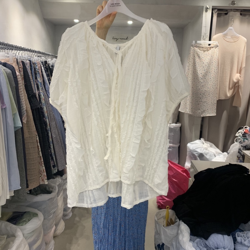 LOGROAD韓國代購女士新款人氣26春夏休閑熱賣推薦襯衫蕾絲衫LOG ROAD襯衫/蕾絲衫圖色1