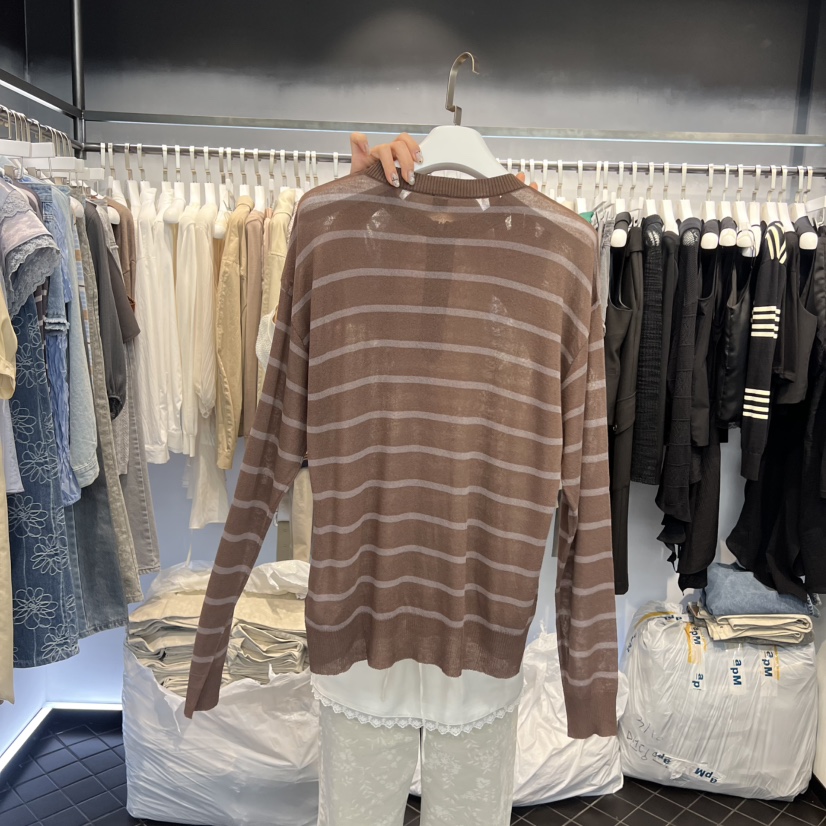 OUS/INCH-L韓國代購女裝新款休閑職業人氣26春夏針織衫透明OUS/INCH針織衫