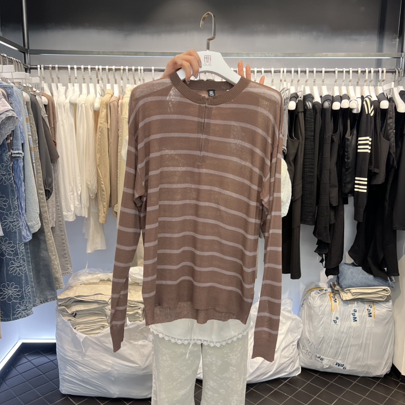 OUS/INCH-L韓國代購女裝新款休閑職業人氣26春夏針織衫透明OUS/INCH針織衫圖色1