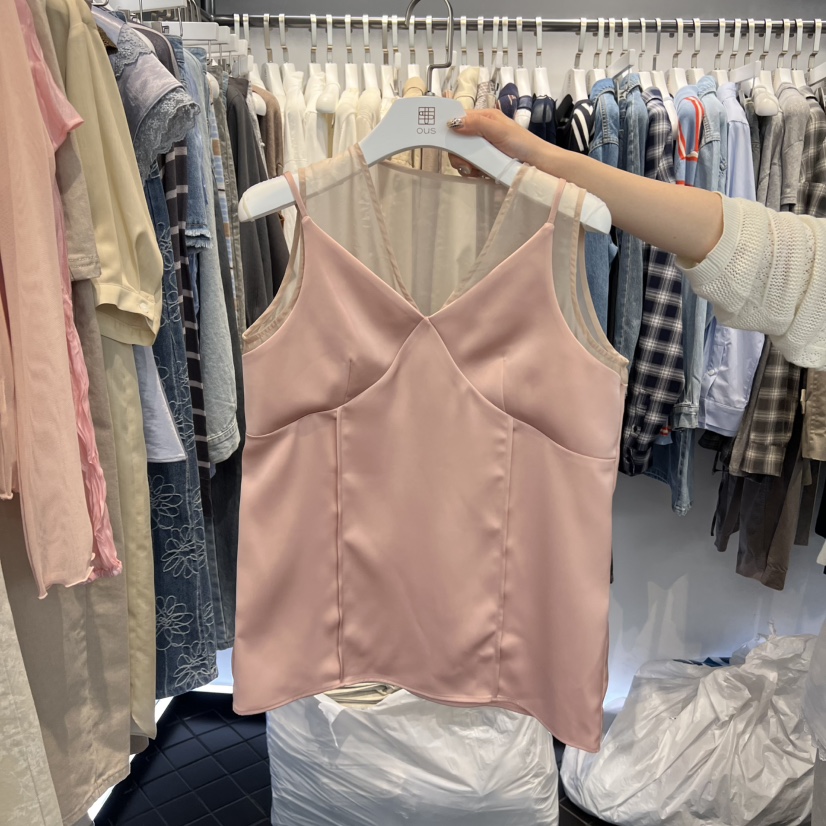 OUS/INCH-L韓國東大門直郵女士新款時尚吊帶背心歐根紗緞面OUS/INCH吊帶/背心圖色3