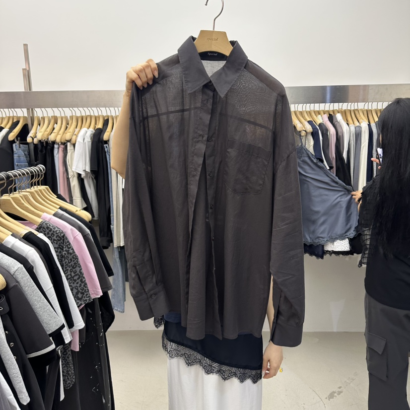 SPECIAL韓國代購女士新款推薦人氣職業休閑熱賣襯衫蕾絲衫SPECIAL襯衫/蕾絲衫圖色2墨色