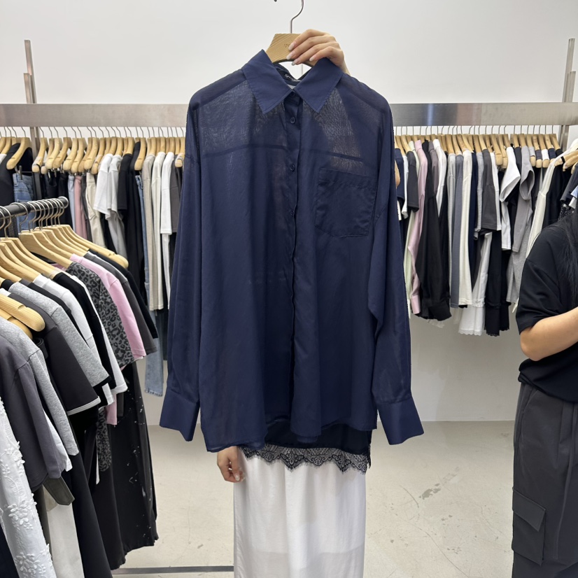 SPECIAL韓國代購女士新款推薦人氣職業休閑熱賣襯衫蕾絲衫SPECIAL襯衫/蕾絲衫圖色4深藍色