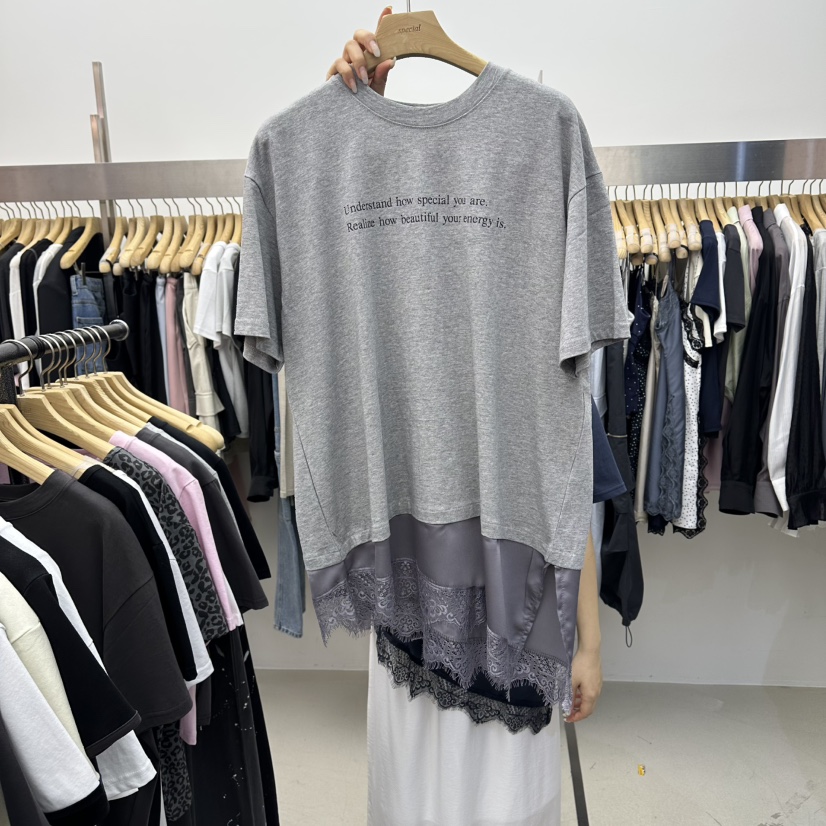 SPECIAL韓國直郵實拍女裝新品休閑26春夏職業T恤不對稱緞面SPECIALT恤圖色2