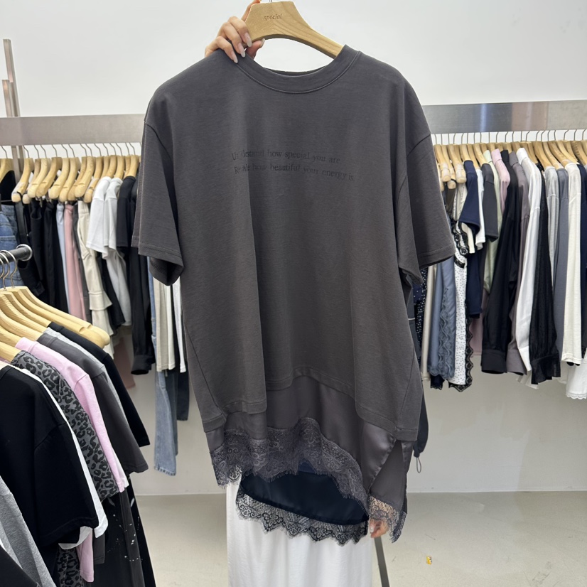 SPECIAL韓國直郵實拍女裝新品休閑26春夏職業T恤不對稱緞面SPECIALT恤圖色5