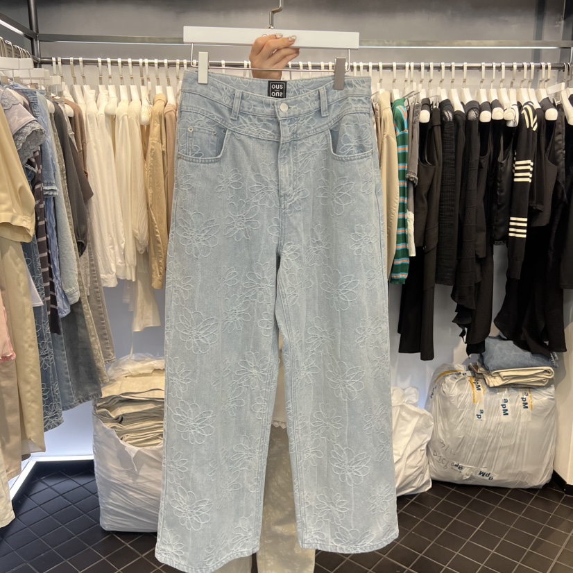 OUS/INCH-L韓國代購女裝新款時尚職業人氣26春夏休閑褲花朵OUS/INCH休閑褲圖色1