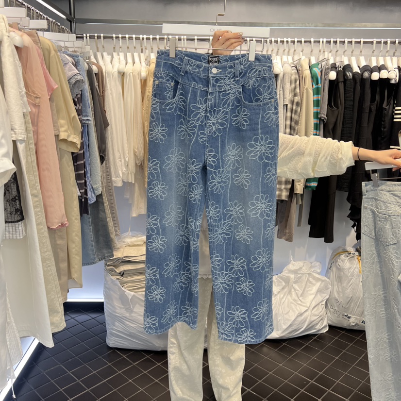 OUS/INCH-L韓國代購女裝新款時尚職業人氣26春夏休閑褲花朵OUS/INCH休閑褲圖色2