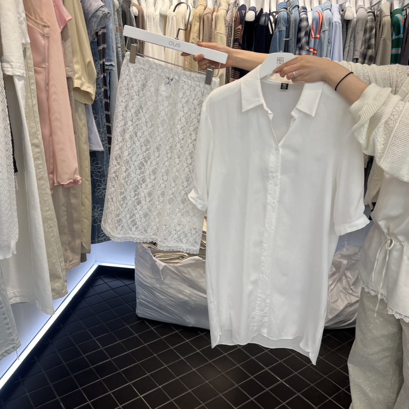 OUS/INCH-L韓國東大門直郵女裝新品推薦人氣套裝蕾絲亞麻OUS/INCH套裝圖色1