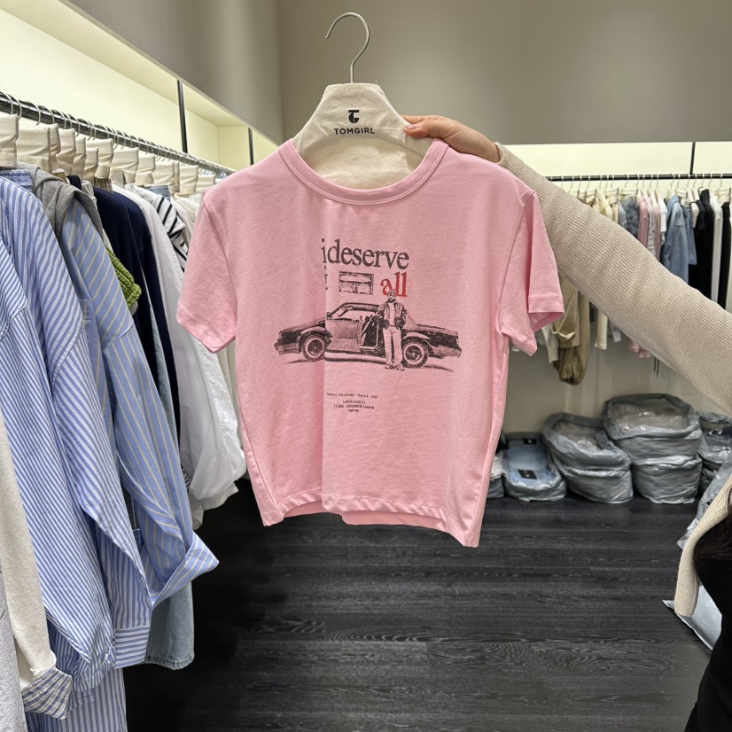 TOMGIRL韓國直郵實拍女裝新款26春夏時尚熱賣職業人氣T恤TOMGIRLT恤圖色1