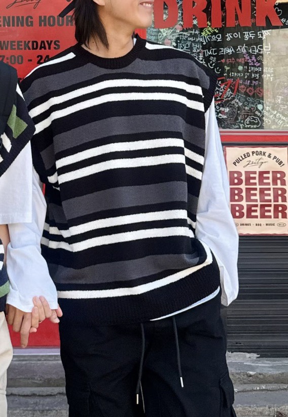 KIRIN韓國直郵實拍女士新款人氣推薦職業馬甲不含內搭條紋KIRIN馬甲圖色2