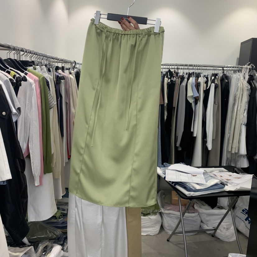 THE SECOND GROW韓國東大門代購女士新款休閑長裙褶裥緞面THE SECOND GROW長裙圖色2